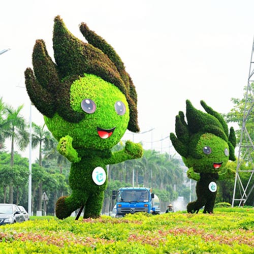 動漫卡通綠色植物雕塑立體花壇
