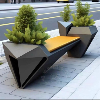 異形不銹鋼花箱座椅