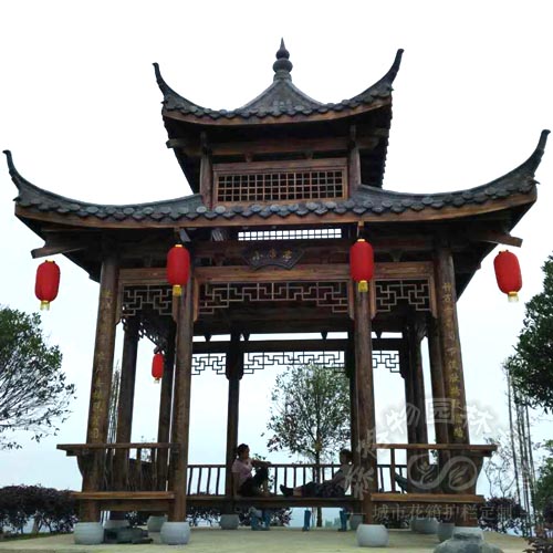 四角碳化防腐木涼亭